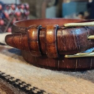 Martin Dingman Mens Belt 42 Alligator Grain Italian Calfskin Distressed